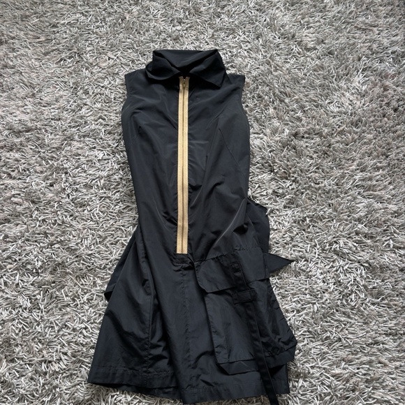 Marie Saint Pierre Dress Black Belted Sleeveless Pocket Black Zip Sz 2- Medium - Picture 5 of 9